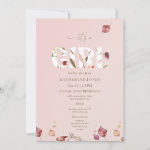 Invitation C'est une fille Blush Baby shower d'automne II