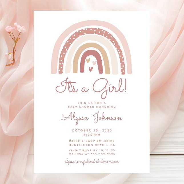 Invitation C'est une fille Boho Rainbow Baby shower Invitatio (Créateur téléchargé)