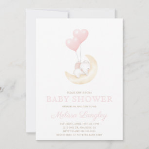 Invitation c'est une fille éléphant rose ballon Baby shower m