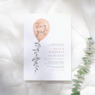 Invitation C'Est Une Fille Eucalyptus Baby shower Balloon Ver