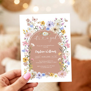 Invitation C'est une fille Fleur sauvage Papillon Baby Shower