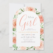 C'est une fille Fleurs roses rose saumon Fête prén