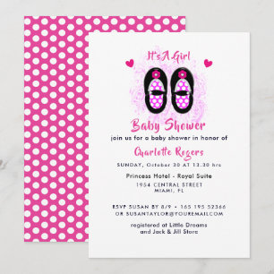 Invitation C'est une fille mignonne Chaussures Baby shower In