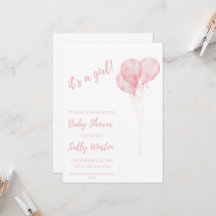 C'est une fille rose ballons Baby shower Invitatio