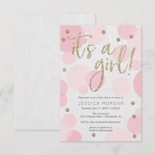 Invitation C'est une fille rose Polka Dot Baby Shower Invitat