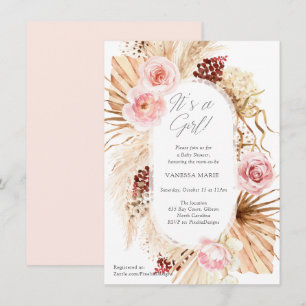 Invitation C'est une jeune fille boho arche fleurie moderne a