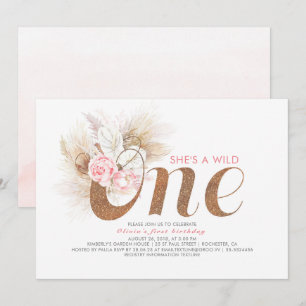 Invitation C'est une nature sauvage - Pampas rose Grass 1er a
