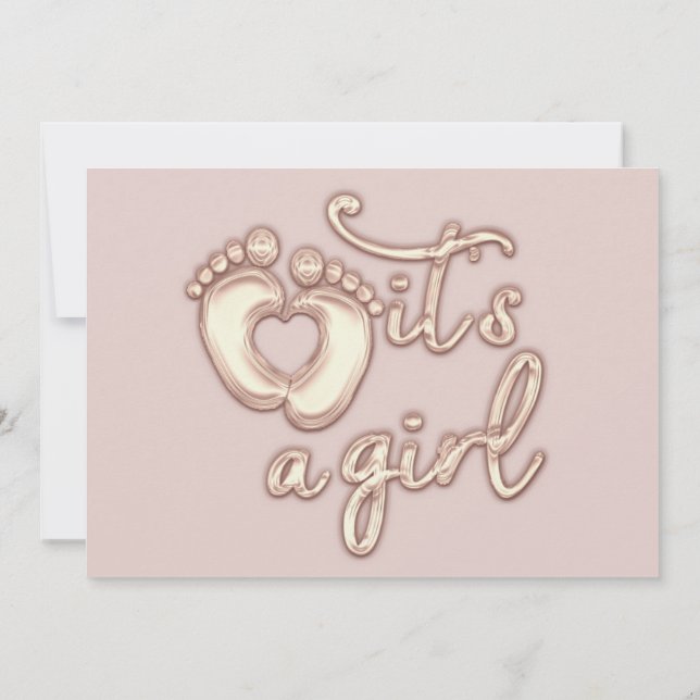 Invitation C'est une nouvelle fille Rose douche bébé pieds de (Dos)