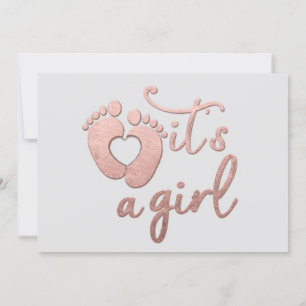 Invitation C'est une nouvelle fille Rose Grey Pastel Pieds de