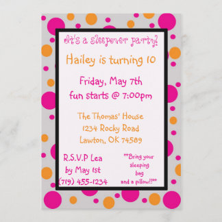 Invitation C'est une partie de sleepover ! , Hai…