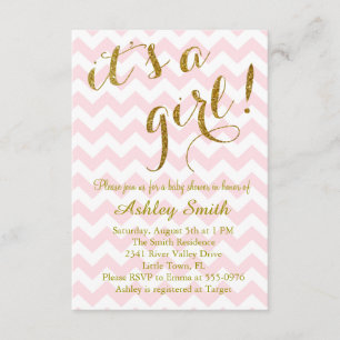 Invitation C'est une Parties scintillant rose fille Chevron