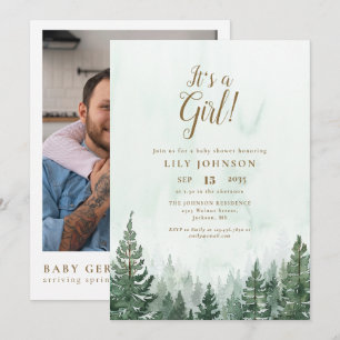 Invitation C'est une pinède photo Baby shower QR Code