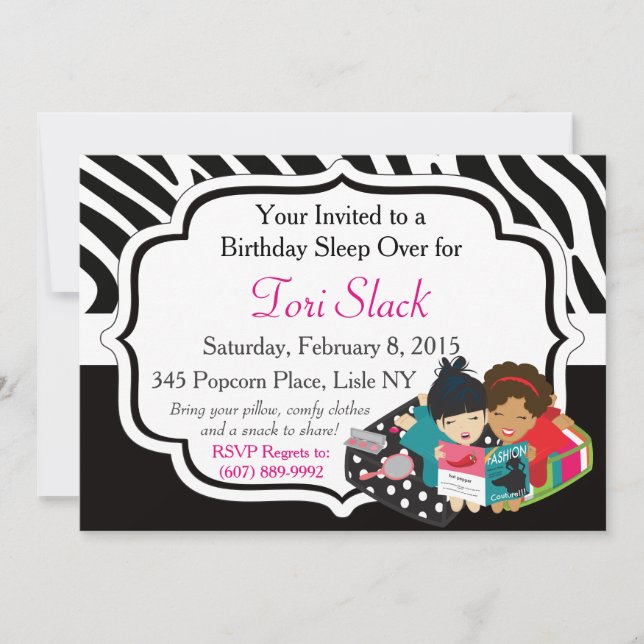 Invitation C'est une soirée pyjamas ! (Devant)