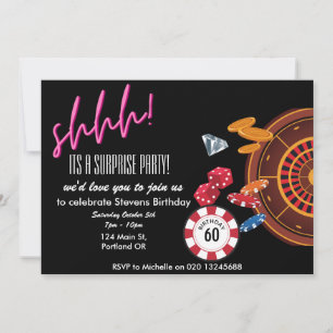 Invitation c'est une surprise casino vegas thème anniversaire