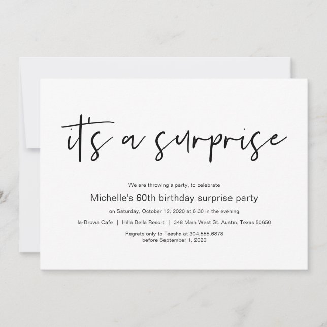Invitation C'est une surprise, Surprise Anniversaire (Devant)