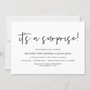 Invitation C'est une surprise, Surprise Anniversaire Invitati