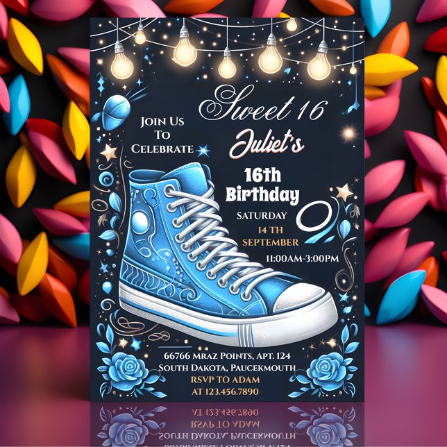 Invitation Cette Chic Chaussure Girl Sweet 16 Basket Ball Ann (Créateur téléchargé)