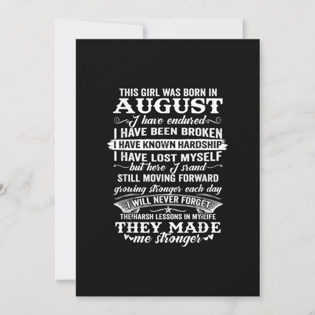 Invitation Cette Fille Est Née En Août Idée Cadeau (Devant)