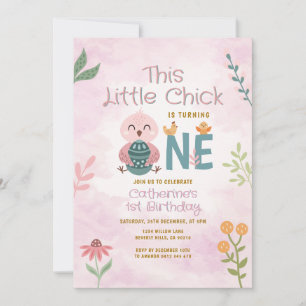 Invitation Cette petite poussine fête son premier anniversair