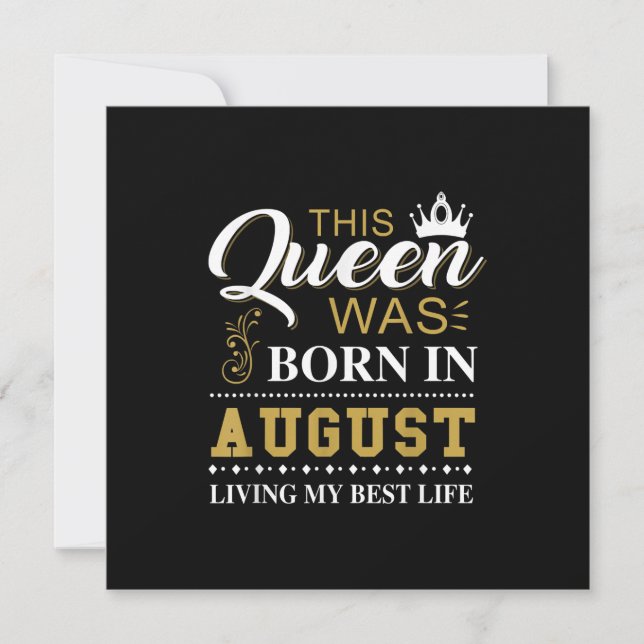 Invitation Cette Reine Est Née En Août Cadeau D'anniversaire (Devant)