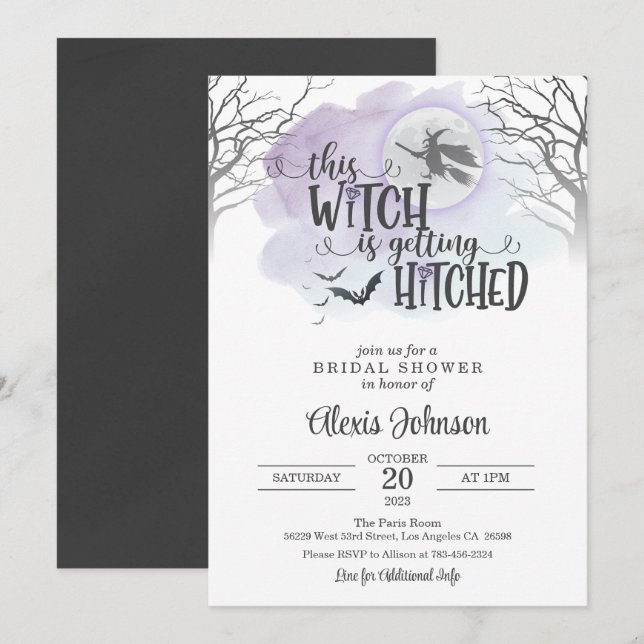 Invitation Cette sorcière se fait Fête des mariées (Devant / Derrière)
