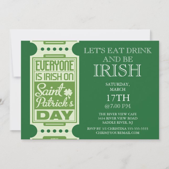 Invitation Chacune est partie du jour de St Patrick (Devant)