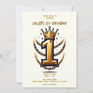 Invitation Chaîne Couronne D'or Drip 1 #1 Fête d'anniversaire