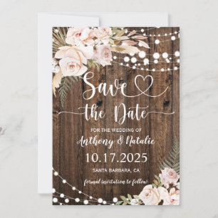 Invitation Chaîne de bois rustique illumine mariage Enregistr