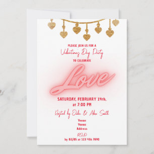 Invitation Chaîne de cœurs d'amour pour la fête de la Saint-V