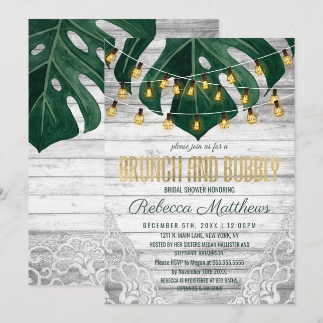 Invitation Chaîne de feuilles de fromage suisse éclat le brun (Devant / Derrière)