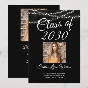 Invitation Chaîne de lumière - Photo de graduation