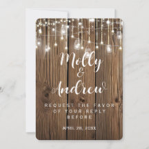 Chaîne de lumière rustique mariage RSVP CARD INVIT