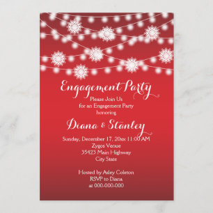 Invitation Chaîne de lumières flocons de neige rouge mariage 