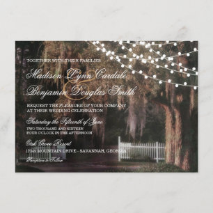 Invitation Chaîne de lumières Mariage de chêne rustique Invit