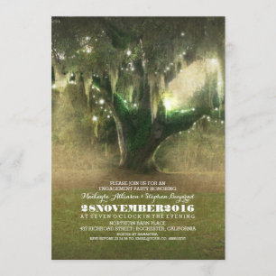 Invitation Chaîne de lumières Rustique Oak Tree Engagement Pa