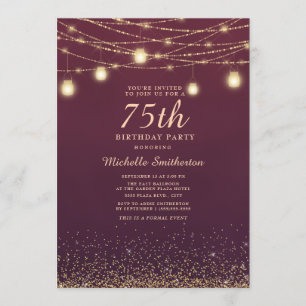 Invitation Chaîne de Parties scintillant or Bourgogne Lumière