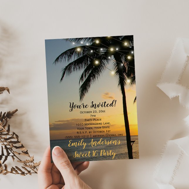 Invitation Chaîne de plage d'été Coucher de soleil doux 16 An (Créateur téléchargé)