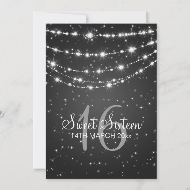 Invitation Chaîne de sweet sixteen Sparkling Party Noir (Devant)