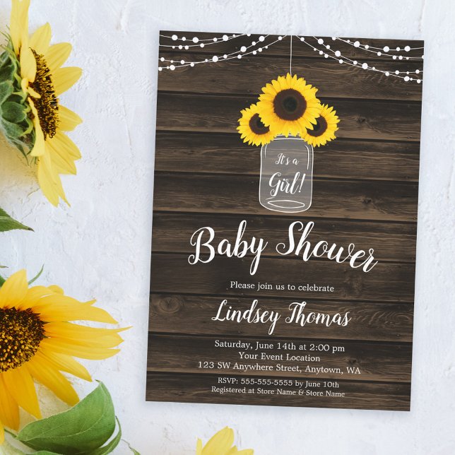 Invitation Chaîne de tournesol rustique illumine Baby shower  (Créateur téléchargé)