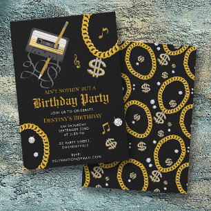 Invitation Chaîne en or Hip Hop Cassette 80's 90's Anniversai