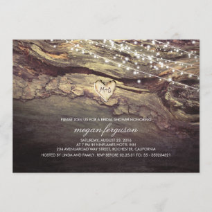 Invitation Chaîne Lights Coeur sculpté Fête des mariées rusti