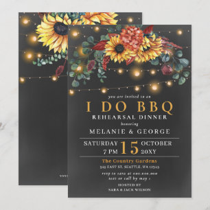 Invitation Chaîne Lights Sunflowers I DO BBQ Dîner de répétit