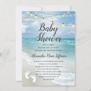 Invitation Chaîne Lumières Belle plage Boy Girl Baby shower