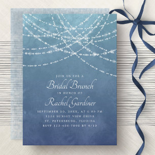 Invitation Chaîne Lumières Dusty Blue Bridal Brunch
