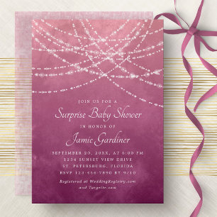 Invitation Chaîne Lumières Dusty rose Baby shower surprise
