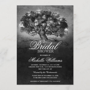 Invitation Chaîne lumières vieux chêne rustique douche nuptia