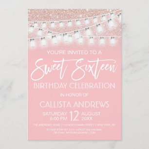 Invitation Chaîne Mason rose Lumières Parties scintillant Swe
