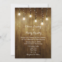 Invitation Chaîne Rustique De Lumières Mariage campagnard Inv