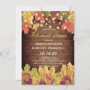 Invitation Chaînes de feuillage de automne rustique Dîner de