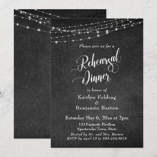 Invitation Chaînes de lumières sur tableau noir pour dîner de